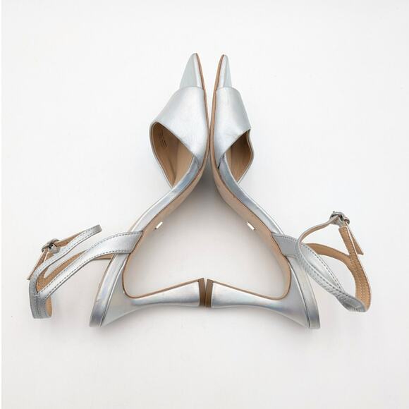 Badgley Mischka Cady Square Toe High Heel Sandals Women's Silver Size US8 EU39 - Picture 6 of 13